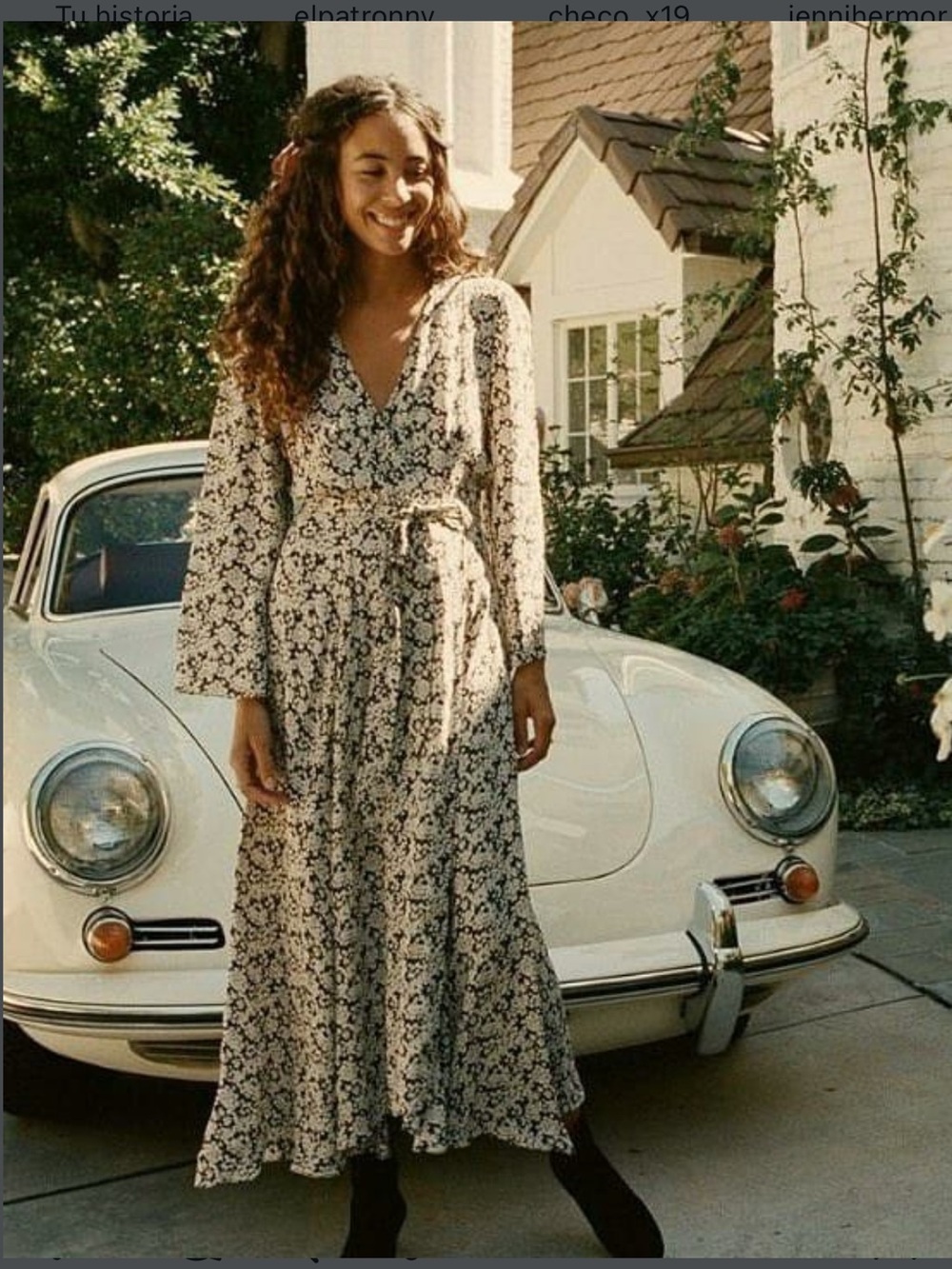 Doen  Maxi Dress with Black Floral Print